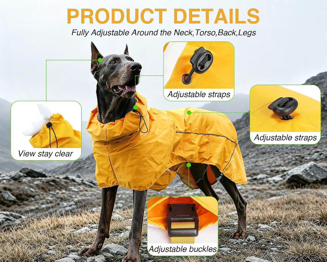 Skmeditec Dog Raincoat with Hood, Waterproof Puppy Rain Coat