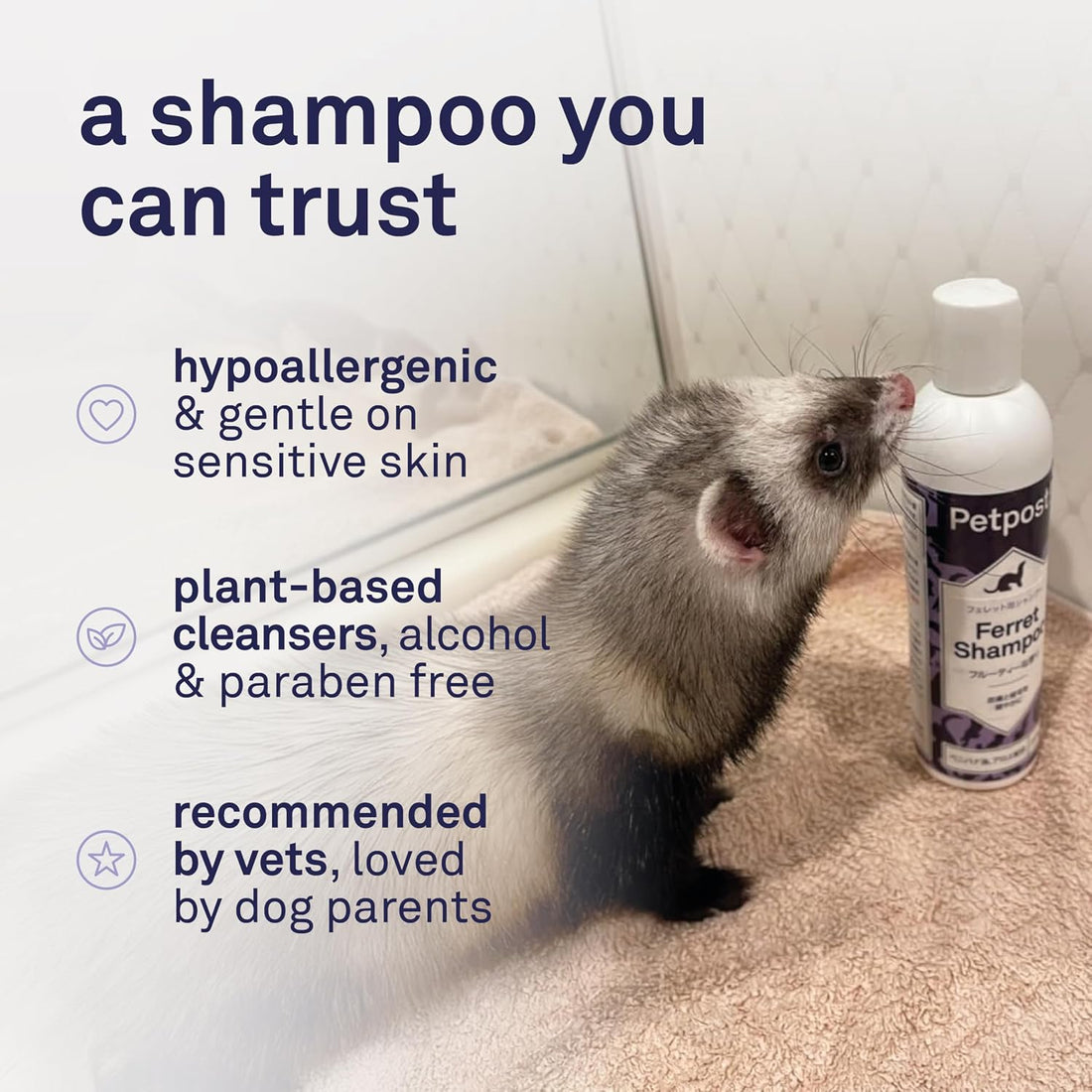 Petpost | Ferret Shampoo. Deodorizing & Moisturizing Formula