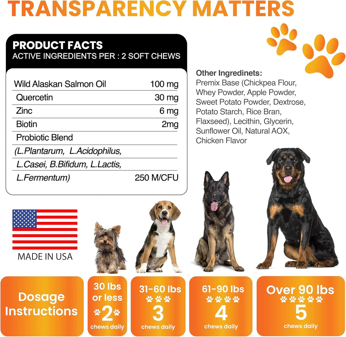Omega 3 for Dogs - Fish Oil for Dogs Chews - Allergy and Itch Relief