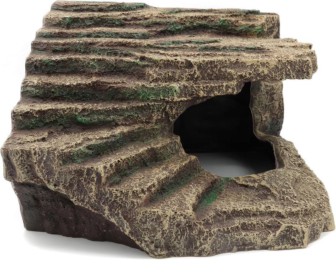 Resin Reptile Hideouts Cave Habitat Decor, B- Extra Large