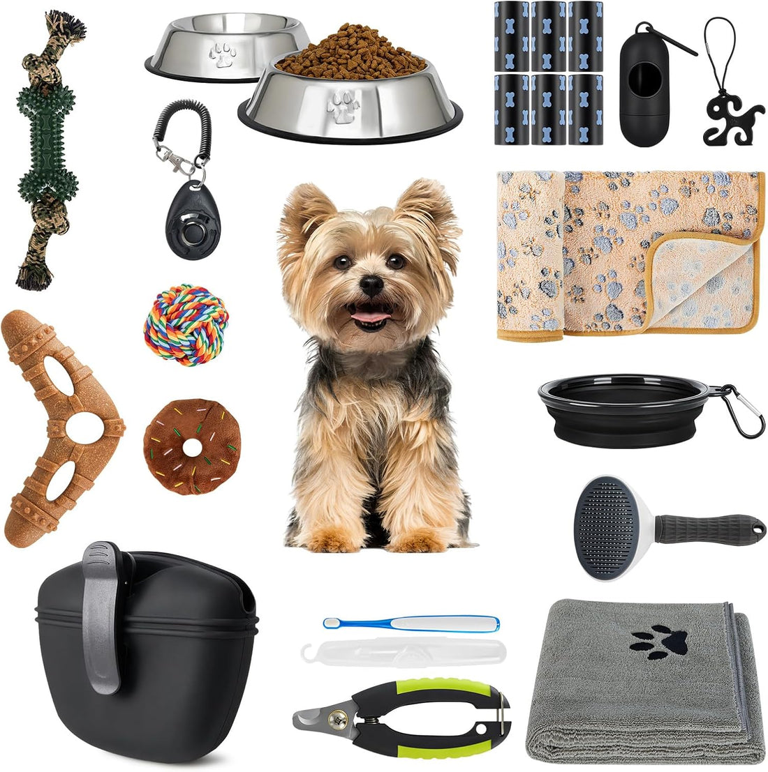 Puppy Supplies Starter Kit, Blue Puppy Essentials for Small Dogs