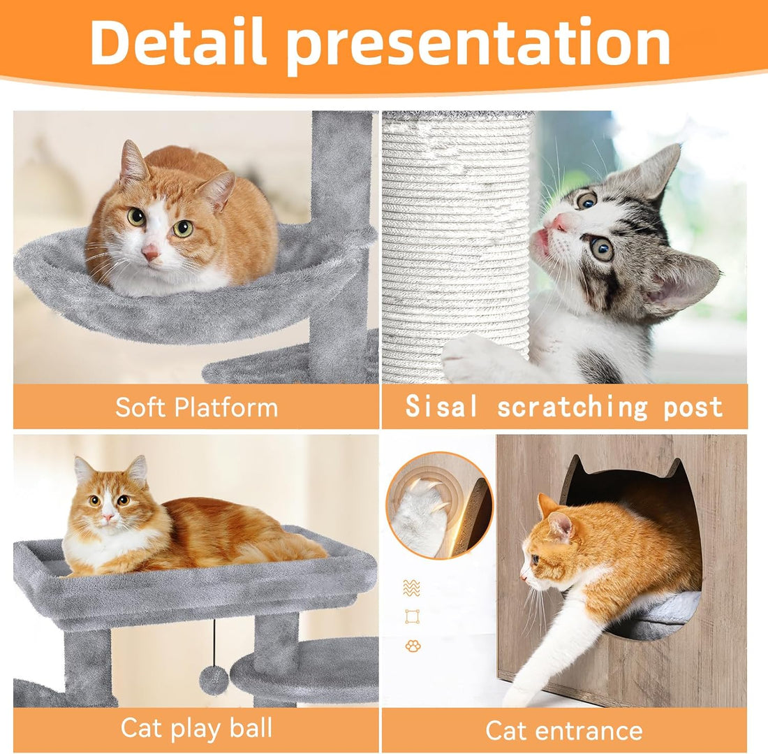 HavenlyYouth Litter Box Enclosure with Cat Tree,Cat Tree with Litter