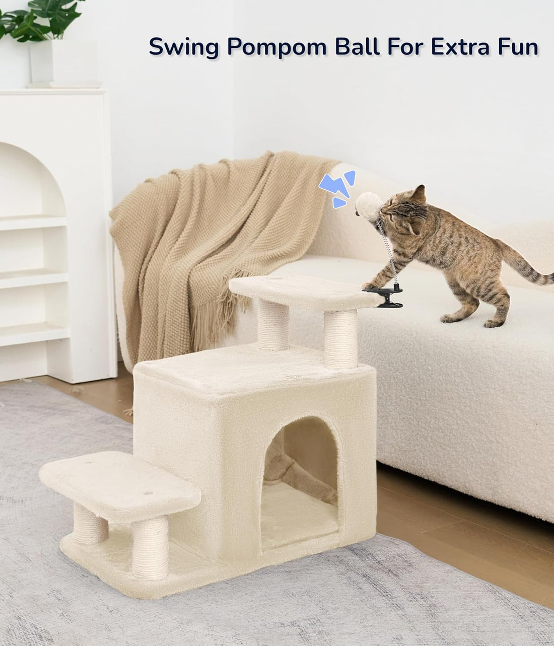Happi N Pets Cat Stairs for Bed, Stable Pet Step with Condo