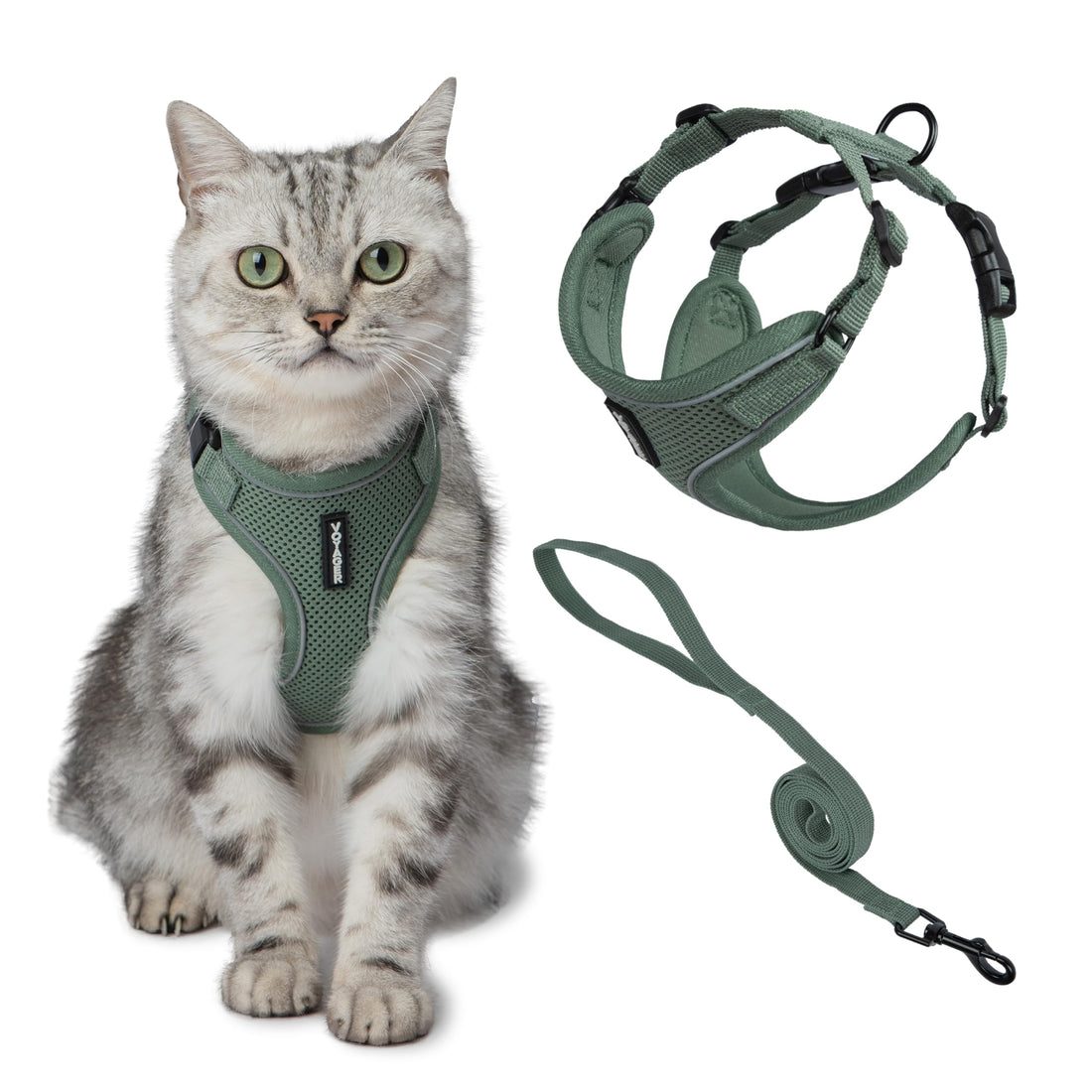 Voyager Escape-Proof Step-in Lock Cat Harness & 5ft Neoprene-Handle