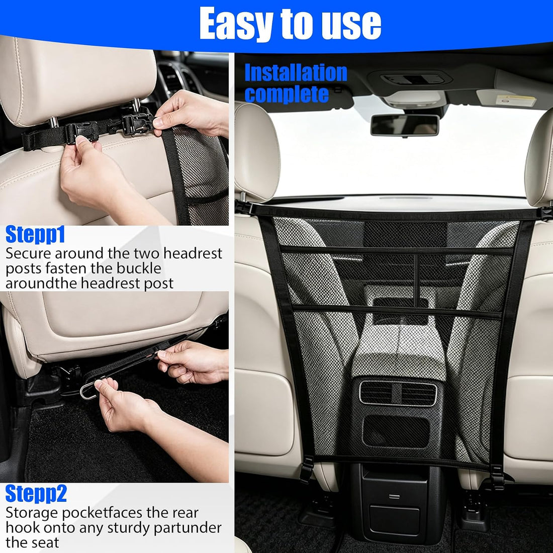 Dog Car Barrier for Backseat Safety with Mesh Storage Pocket