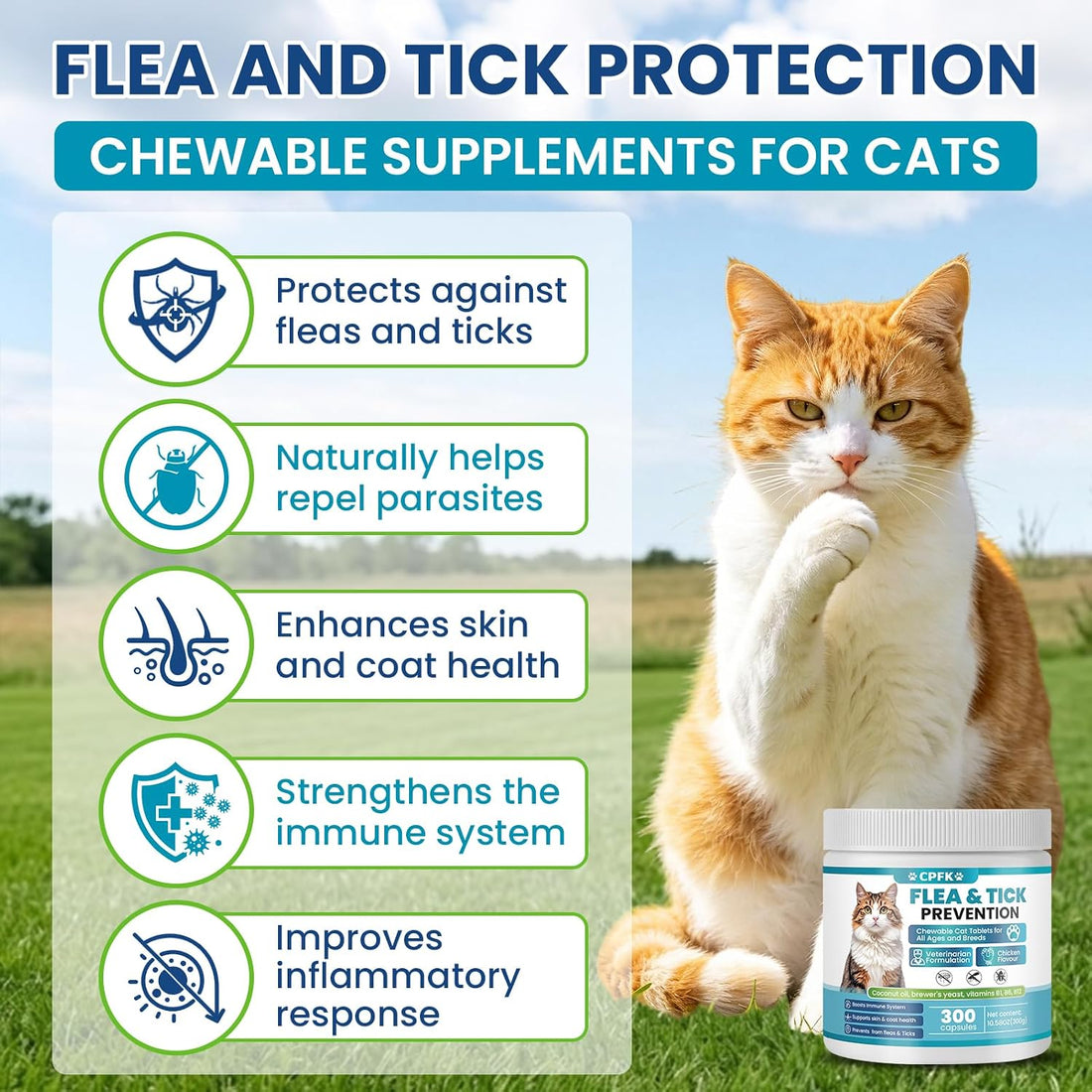 Chewable Flea Treatment for Cats Flea and Tick Prevention for Cats