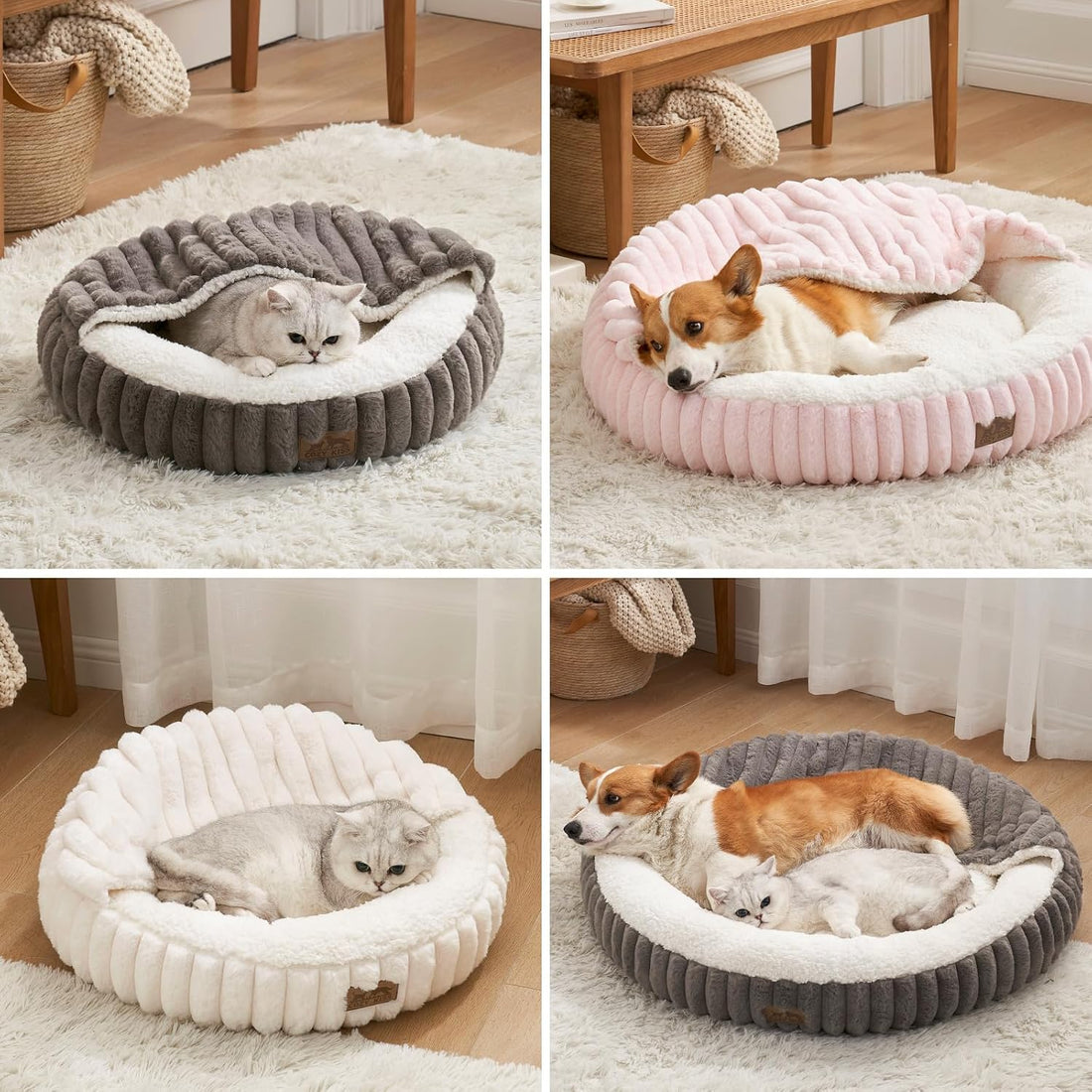 COZY KISS Hooded Blanket Cat Bed
