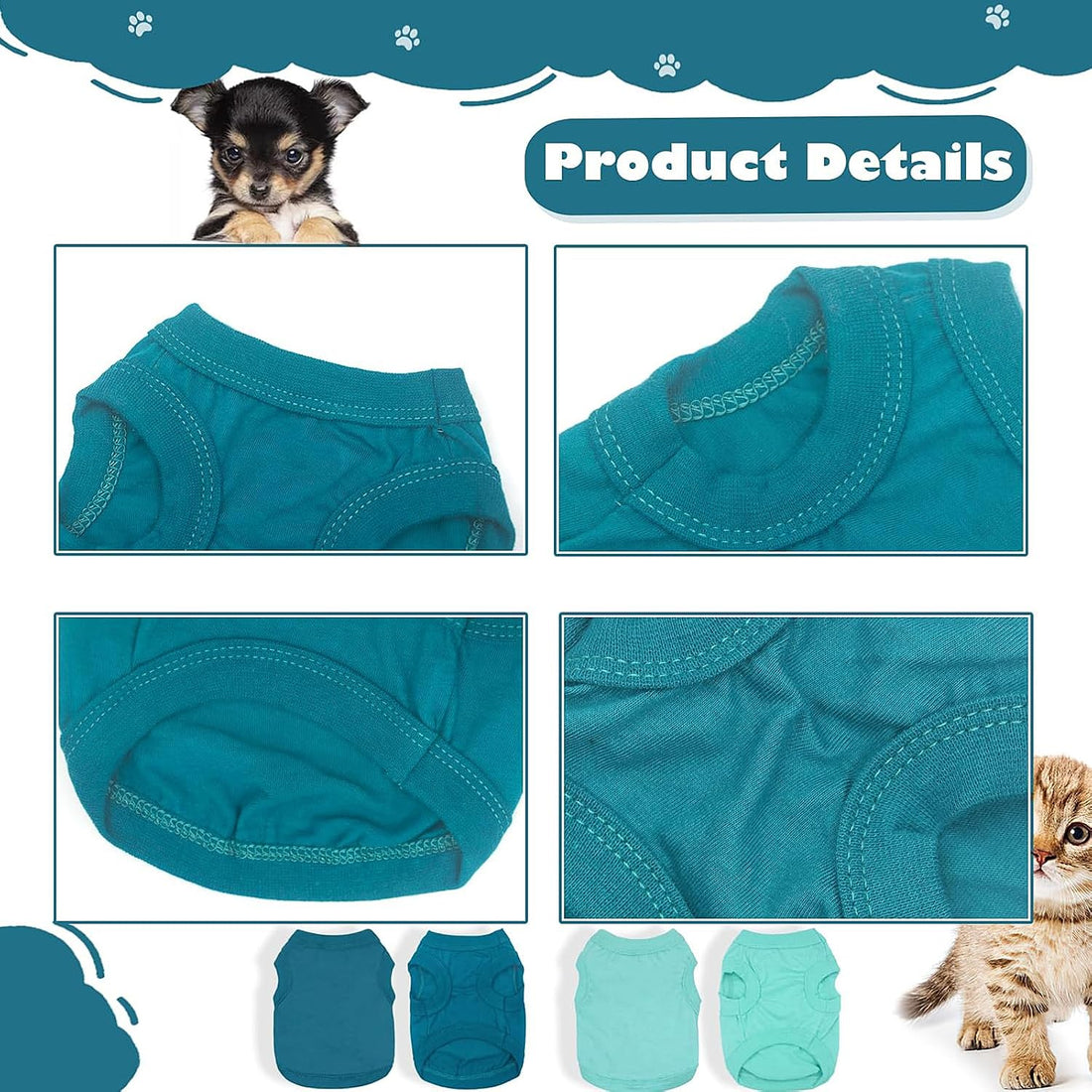 2 Pieces Dog Clothes for Small Dogs Girl Boy Chihuahua Clothes Summer
