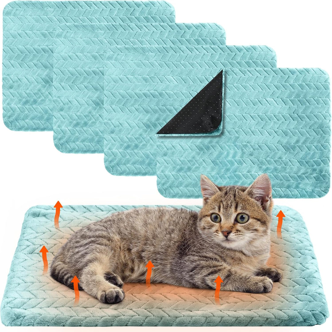 Drydiet 4 Pack Self Warming Cat Bed Mat Self Heating Pad for Dog