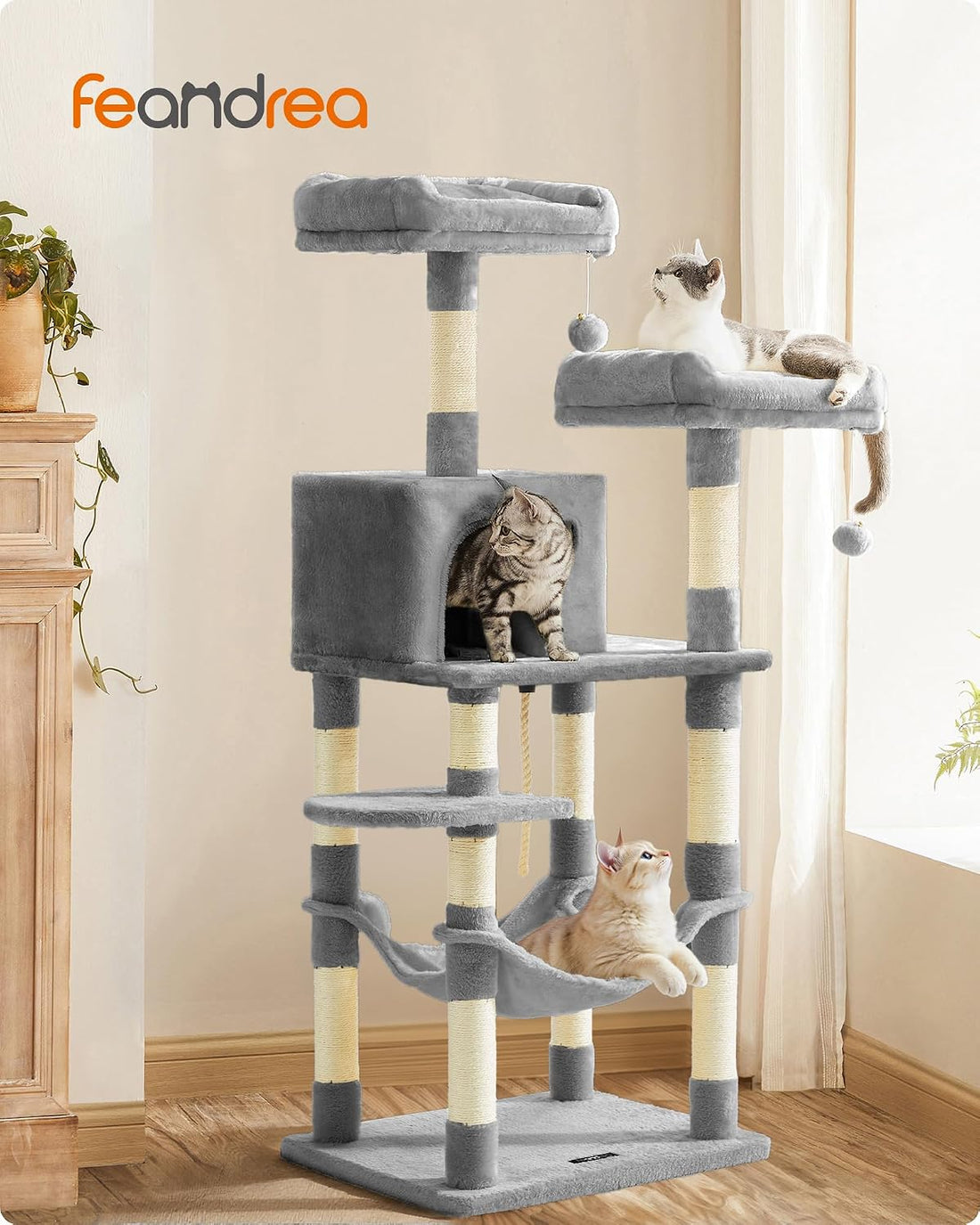 Feandrea Cat Tree, 56.3-Inch Cat Tower