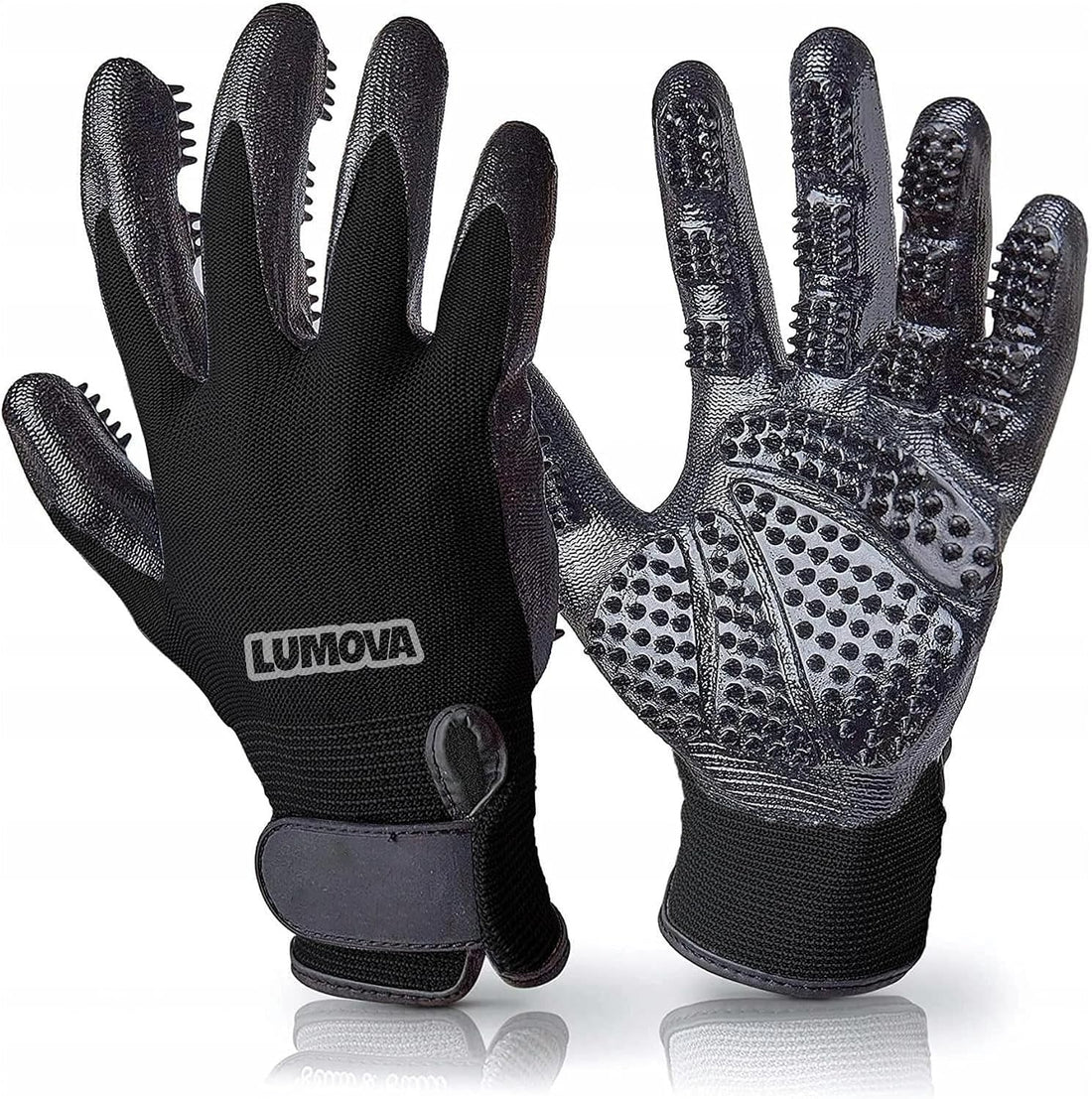 Pet Grooming Glove – Patented Rubber-Massage Shedding Bath & Hair