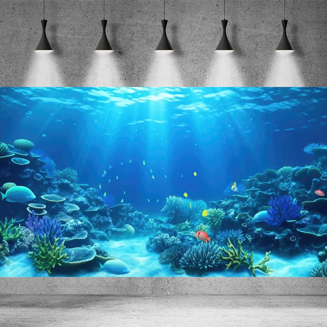Underwater Aquarium Background Coral Reef Tropical Fish Terrarium