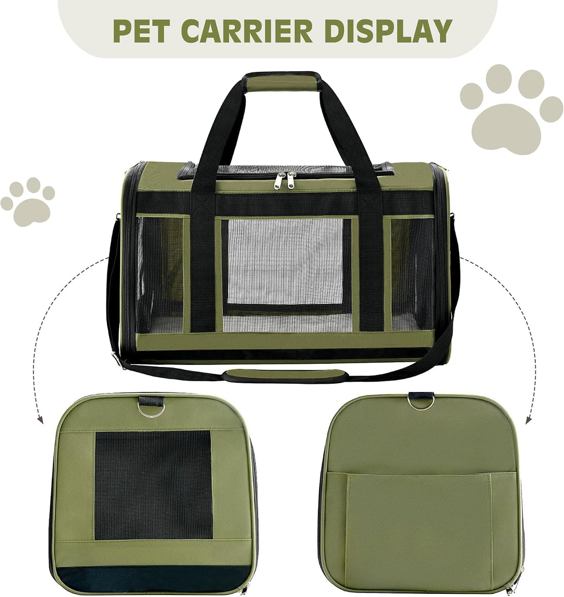 Extra-Large Cat Carrier, Soft-Sided Collapsible Pet Carrier up to 22