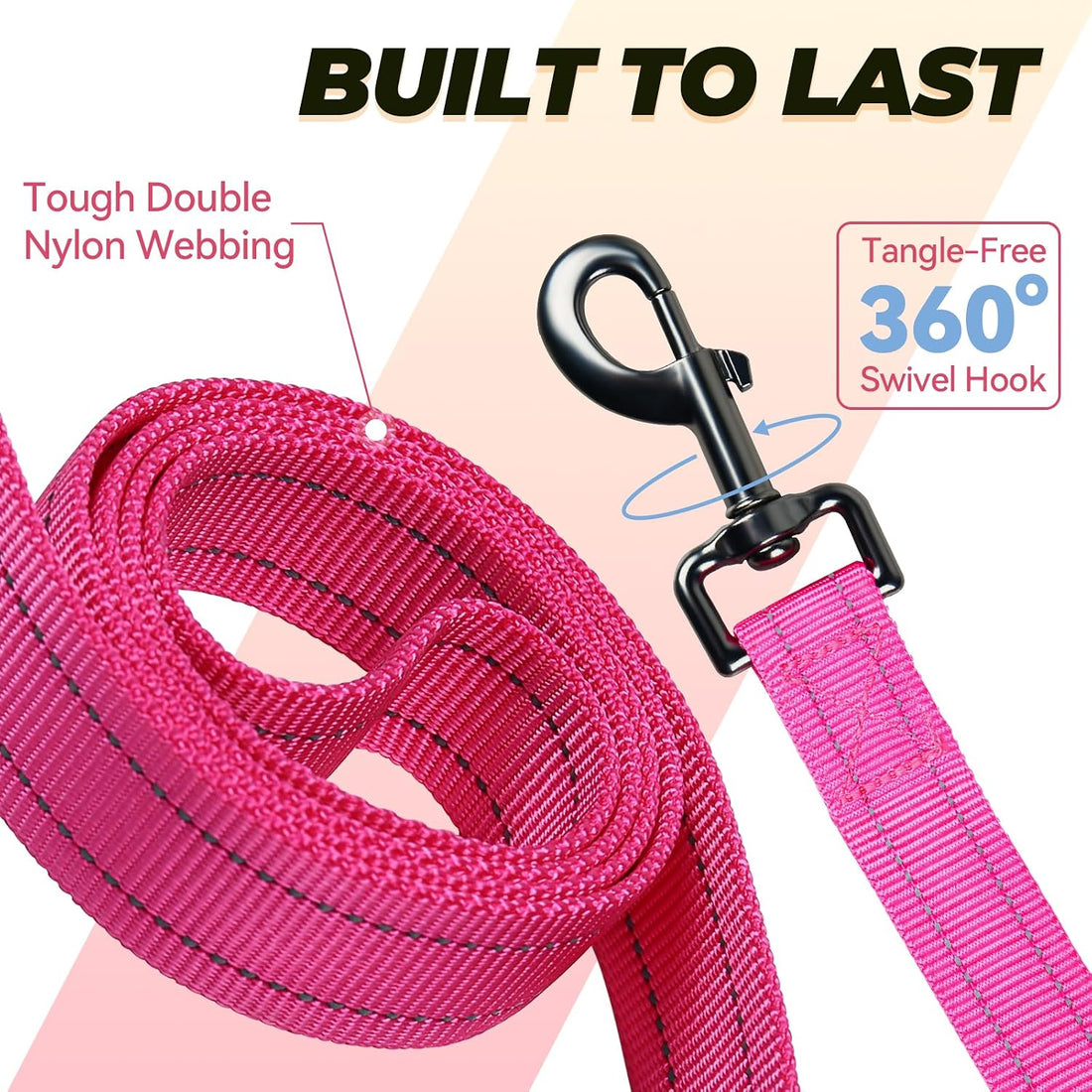 VIVAGLORY Double Handle Dog Leash Twingrip, 6ft x 1in