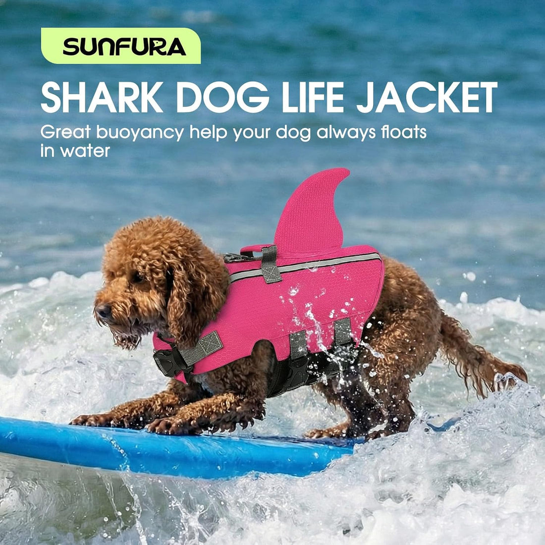 Dog Life Jacket, Small Dog Shark Life Vest for Swimming