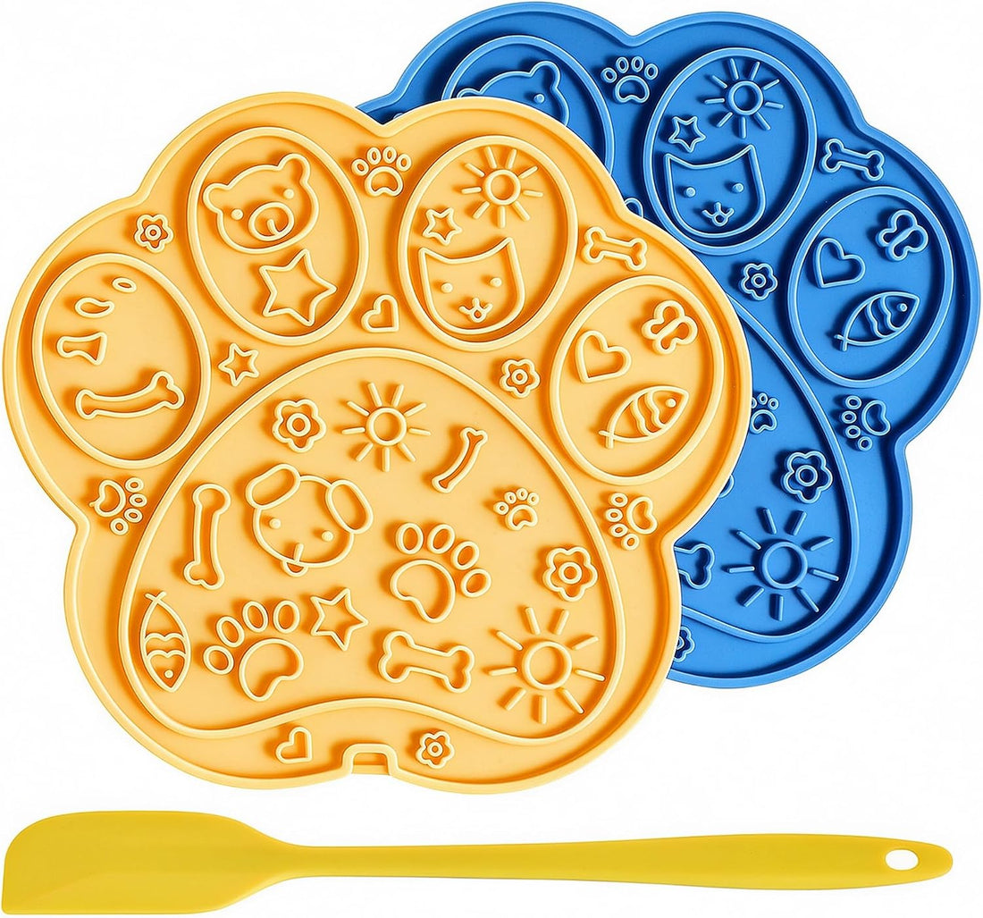 Paw Shaped Lick Mat for Dogs and Cats with Suction Cups 2-Pack