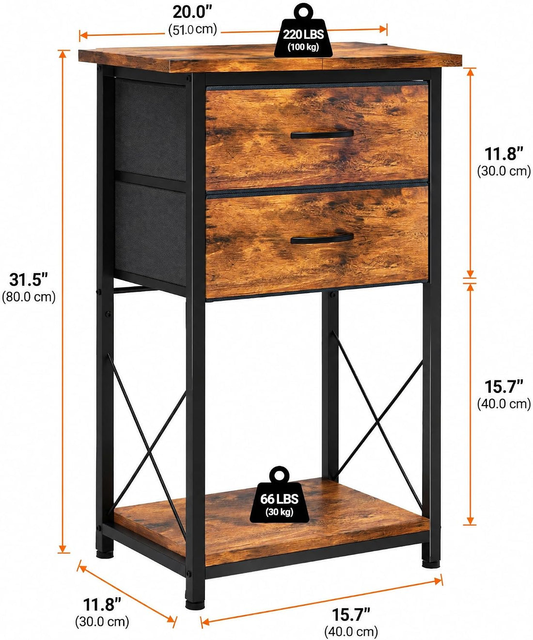 5-10 Gallon Fish Tank Stand with 2 Drawers and Storage Shelves