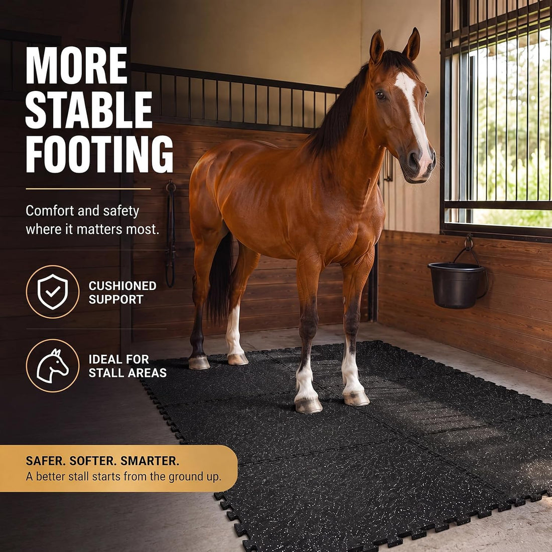 Dilunave 6 Pack Horse Stall Mats, 4 x 6 ft Rubber Interlocking