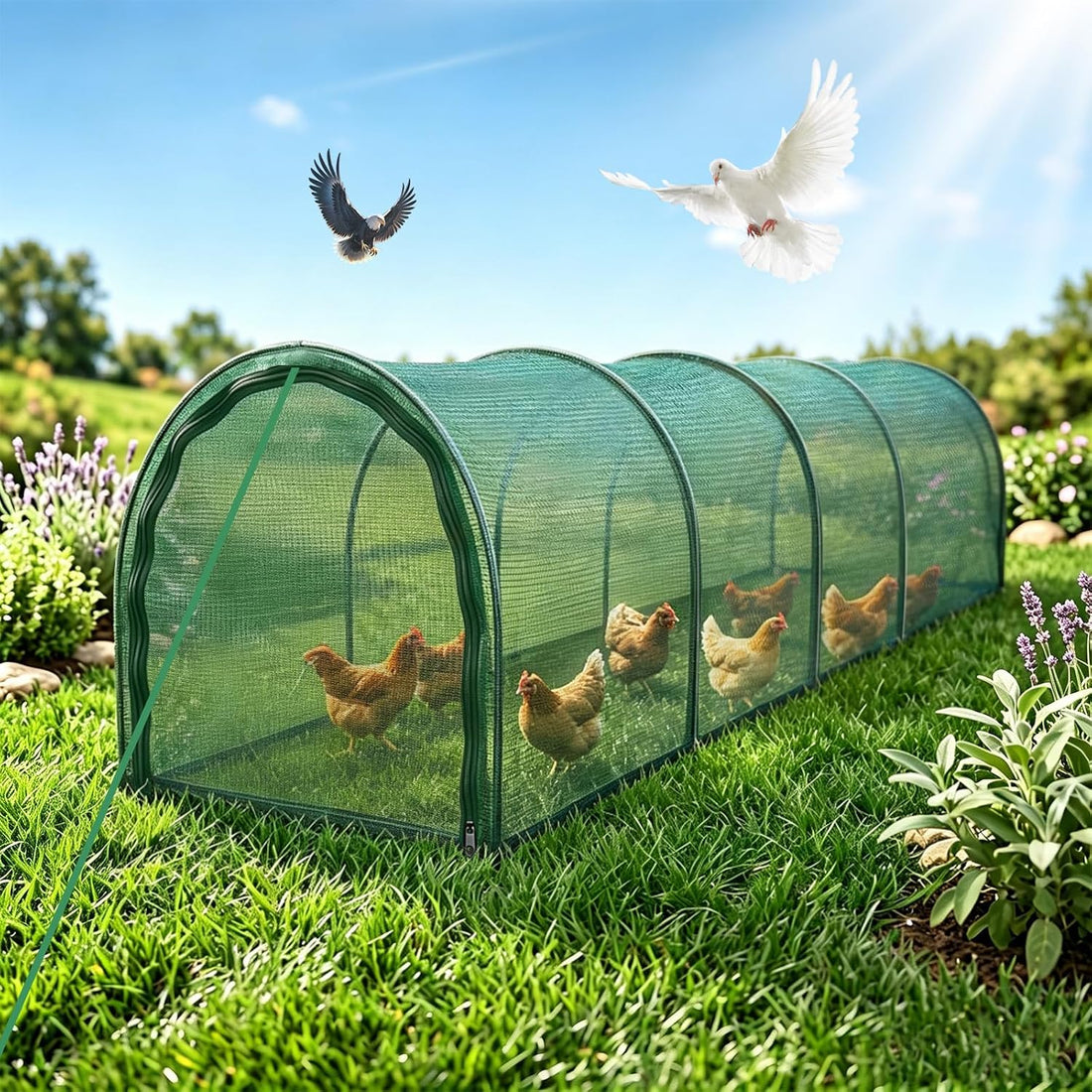 Foldable Chicken Run No Assembly Portable Tunnel for Yard 79 * 30 *