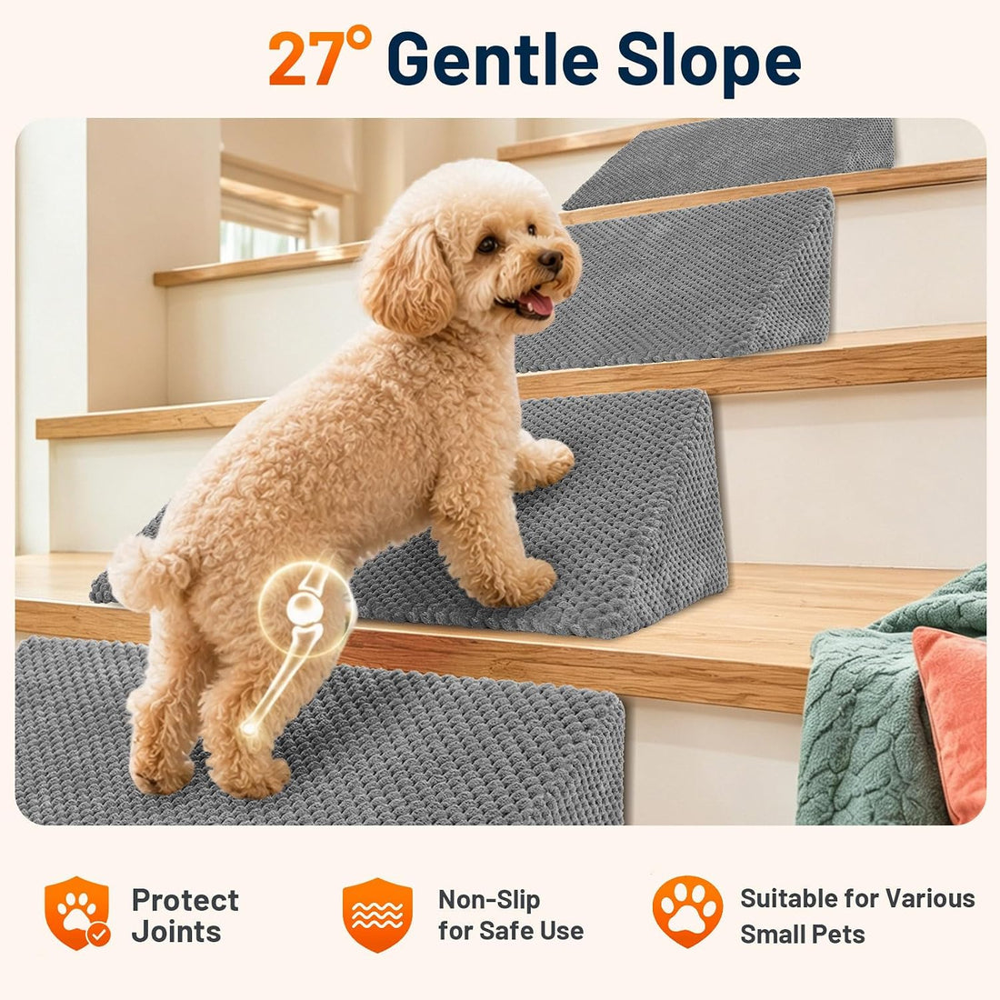 Dog Ramp for Stairs for Small, Senior, Injured Dogs & Cats