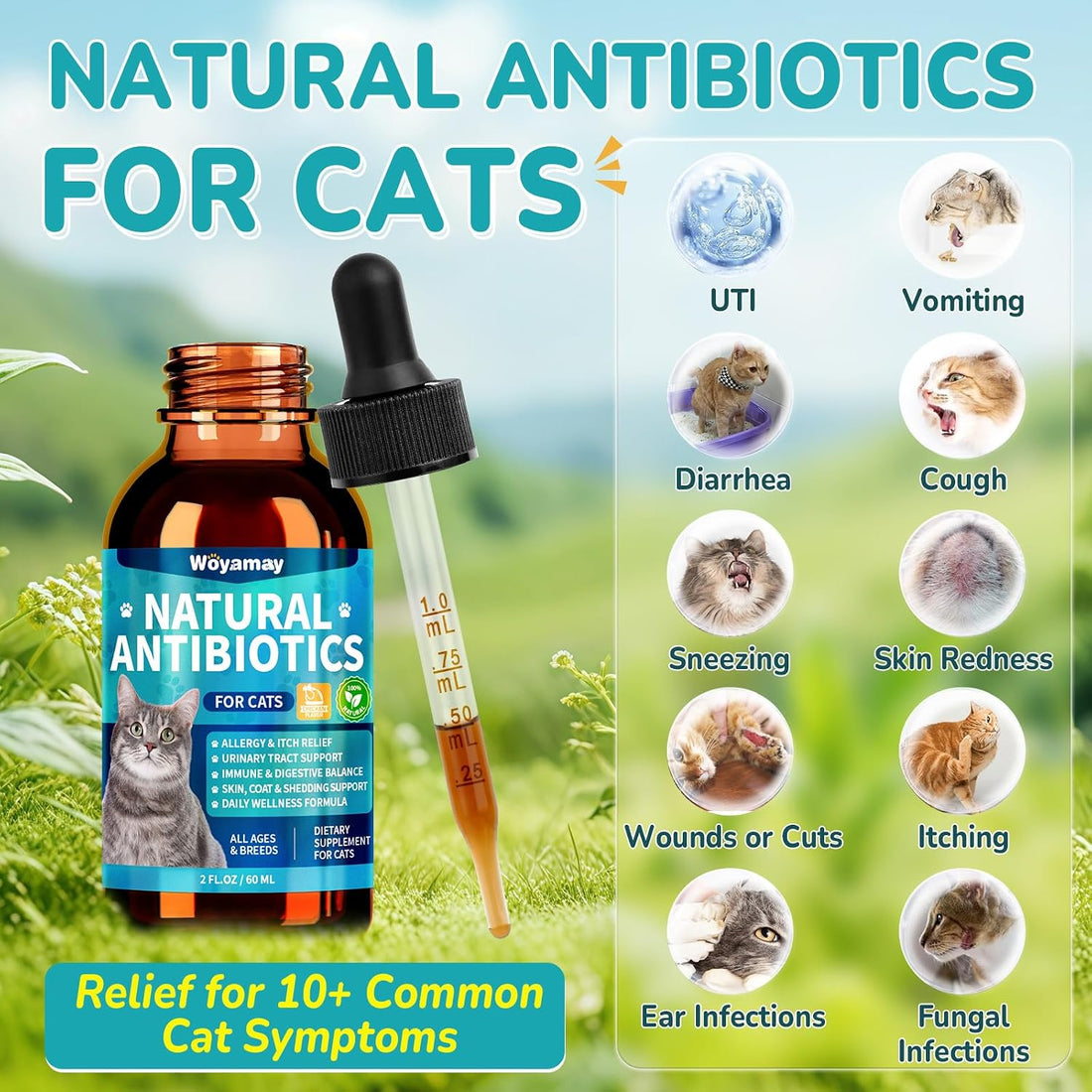 Woyamay Antibiotics for Cats, Natural Antibiotic for Allergy Relief