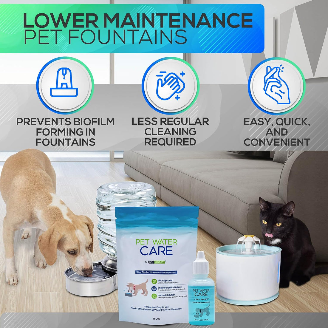 Pet Water Care - Dog and Cat Water Additive for Dental and Oral Care