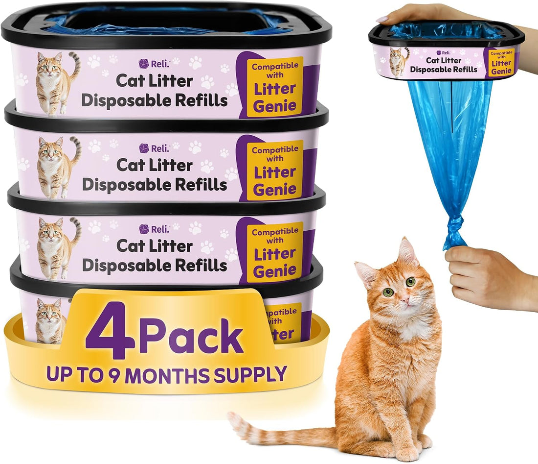 Reli. Cat Litter Refill Bags 4 Pack | Compatible with Litter Genie