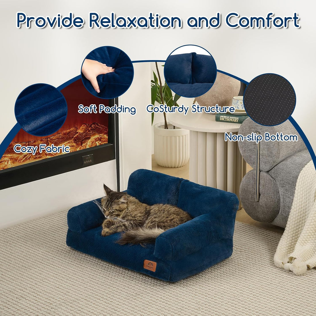 Hollypet Small Dog Large Cat Bed Puppy Couch Beds for Pets up to 25