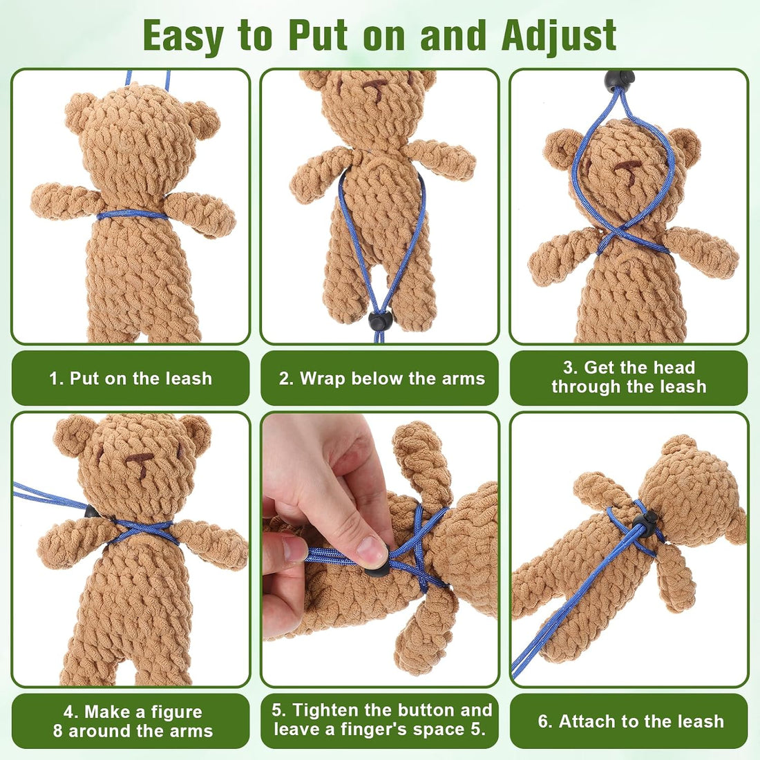 Adjustable Rabbit Harness and Leash Set, 4 Pcs Rabbit Leash