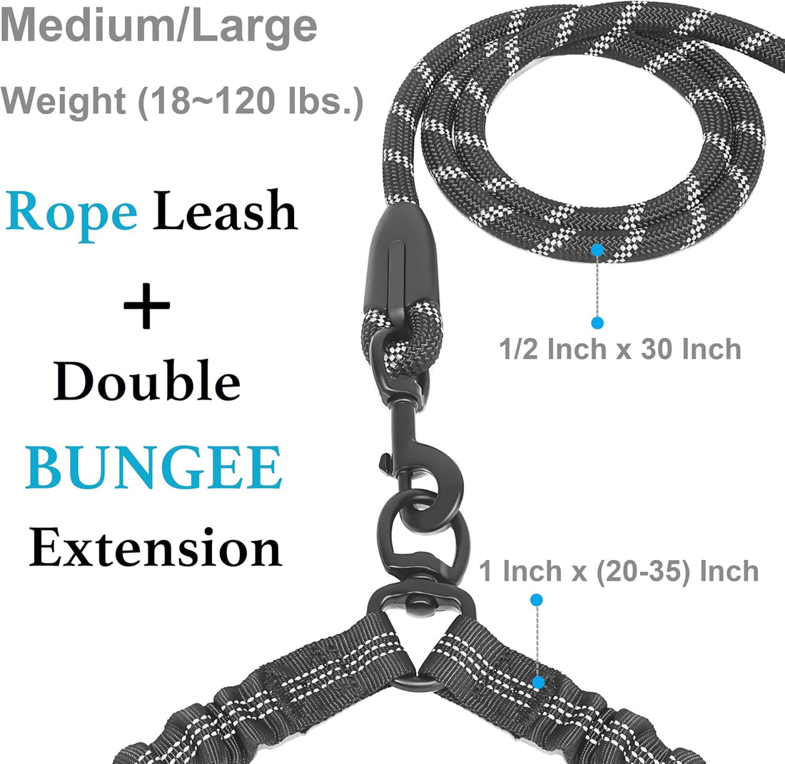 iYoPets Double Dog Leash with Two Extra Traffic Handles