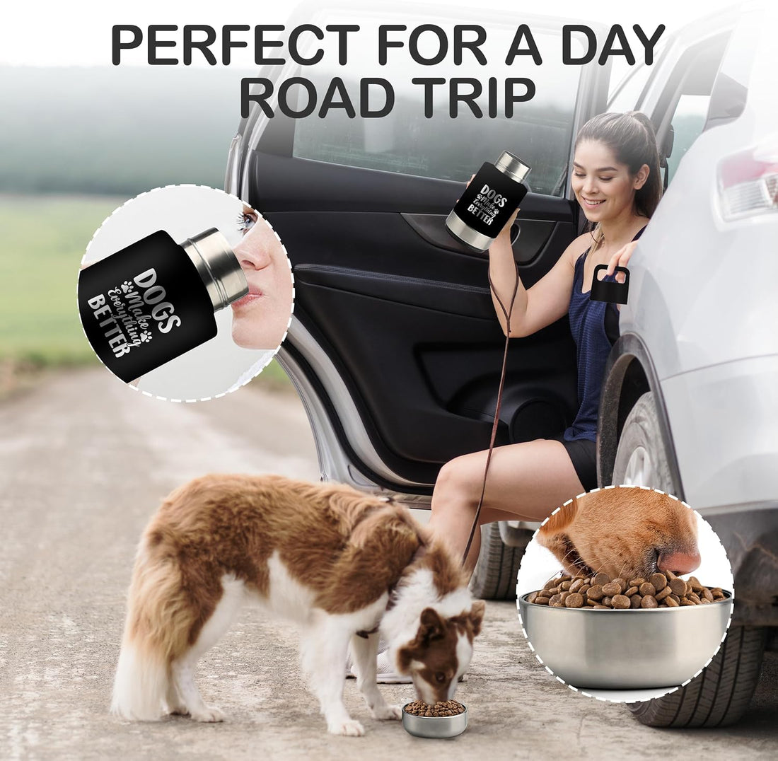 KEWIXY Insulated Dog Travel Water Bottle With Detachable Bowls