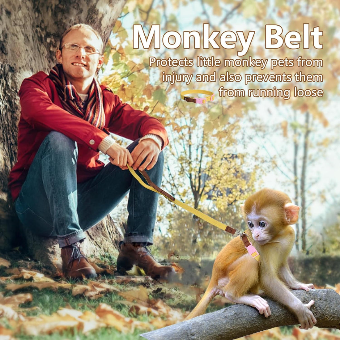 Mini Monkey Leash Adjustable Strap Belly Bands Marmoset Walking