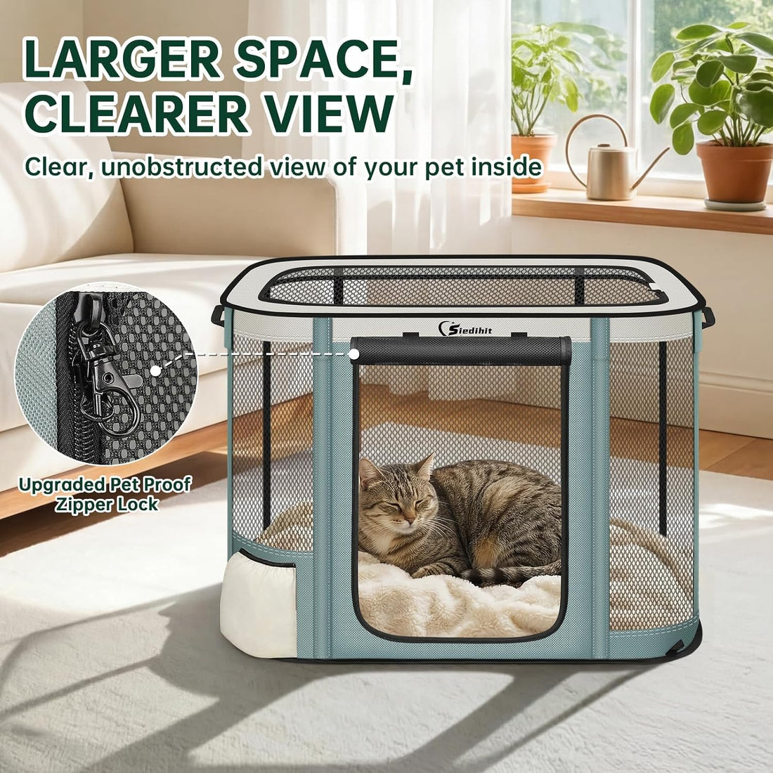 Siedihit Grey 36" Dog Playpen with Pee Pad,Cat Puppy Crate Indoor