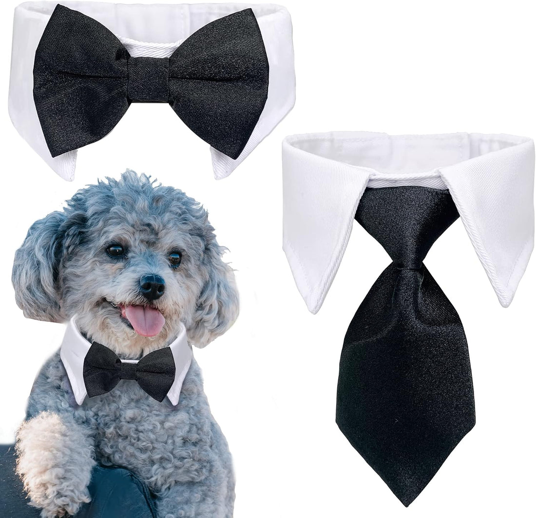 Dog Cat Tuxedo Collar, Cat Wedding Bowtie, Bow Tie Tux Costume