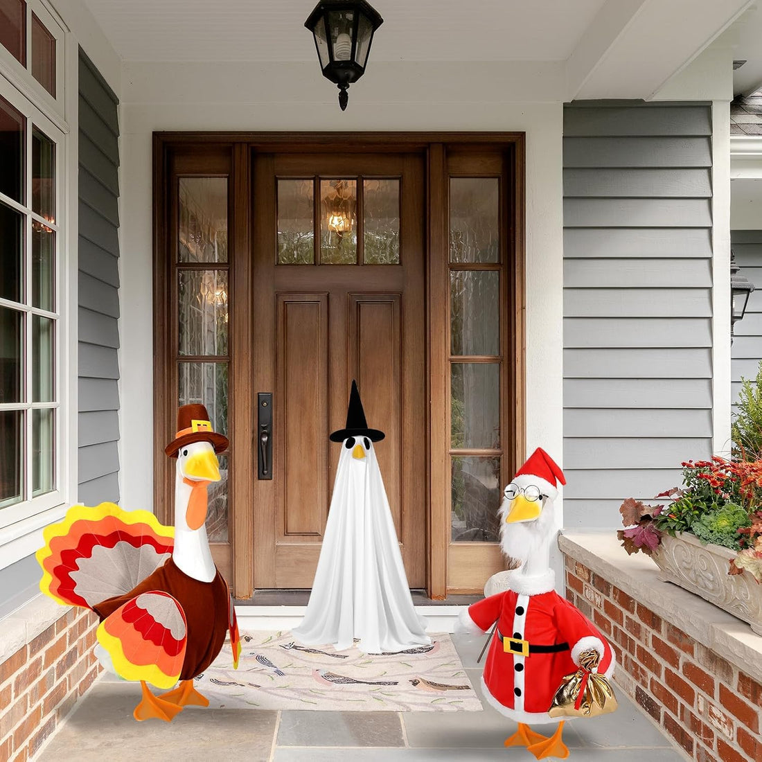 JcHrmers 3 Sets Porch Goose Outfits Halloween Thanksgiving Christmas