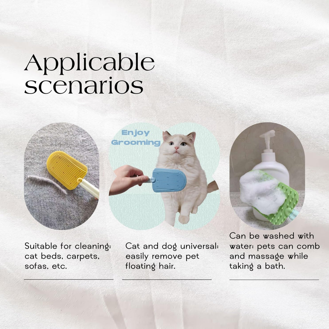 Soft Cat Brush,Cat Brush for Shedding,Pet Bath Brush(3pcs)