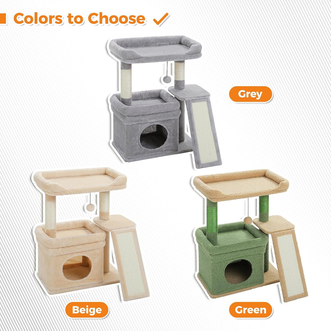 PEQULTI Small Cat Tree Tower for Large Adult Cats with Wide Top Perch