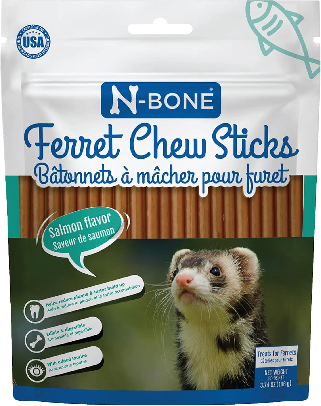 N-Bone Ferret Chew Sticks, Salmon Flavor