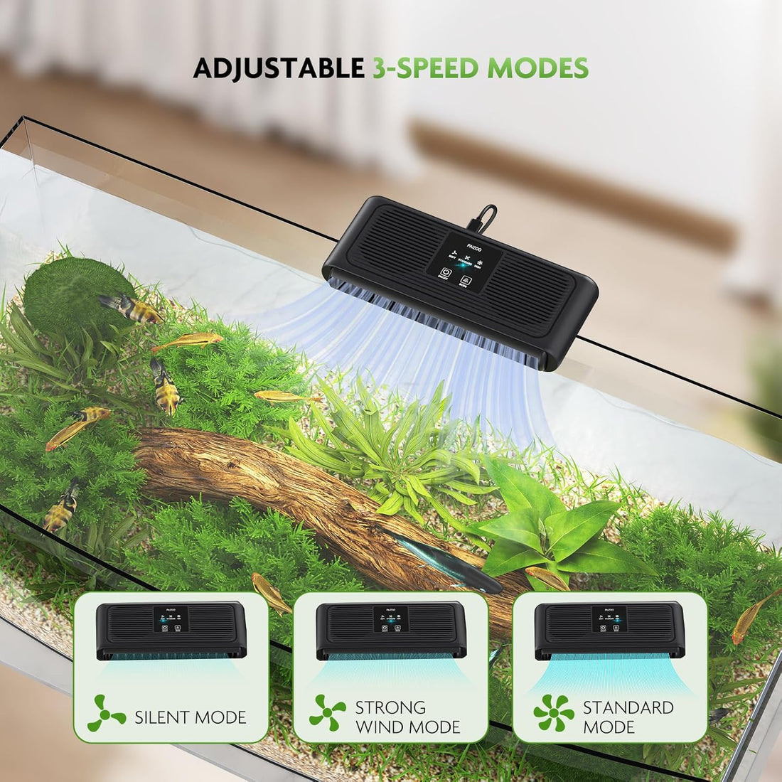 PAIZOO Aquarium Chiller Fan, Ultra-Quiet Fish Tank Cooler with 3