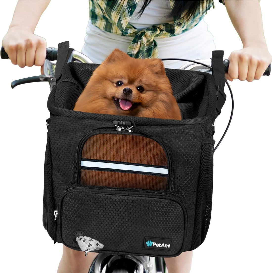 PetAmi Dog Bike Basket, Soft-Sided Ventilated Pet Carrier Backpack