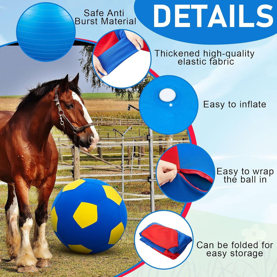 2 Set Giant 40" Herding Ball for Horses with Covers