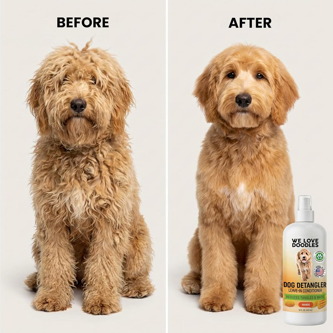 Dog Shampoo & Dog Detangler Spray, Tearless, Dog Bath Supplies