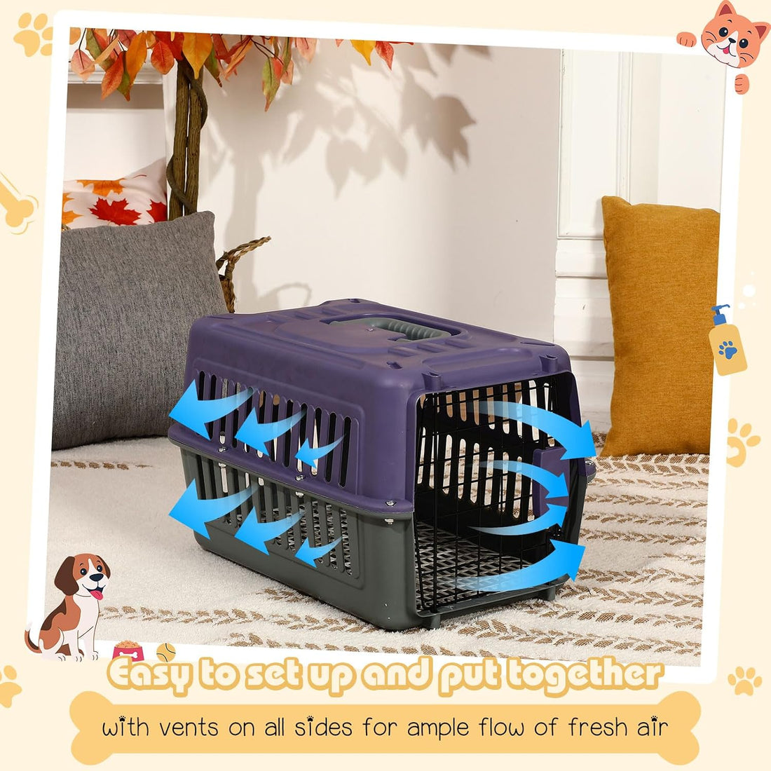 2 Set 17.5" up to 13lbs Small Cat Dog Travel Pet Carrier