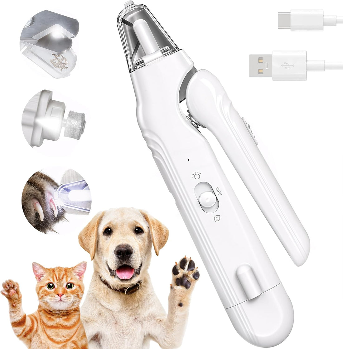 Dog Nail Clippers & Grinder with LED
