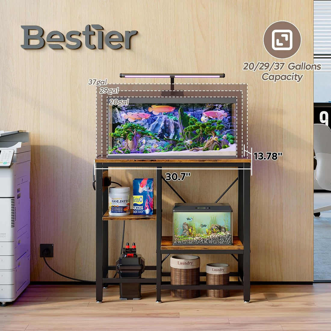Bestier 20-29-37 Gallon Fish Tank Stand with Power Outlet