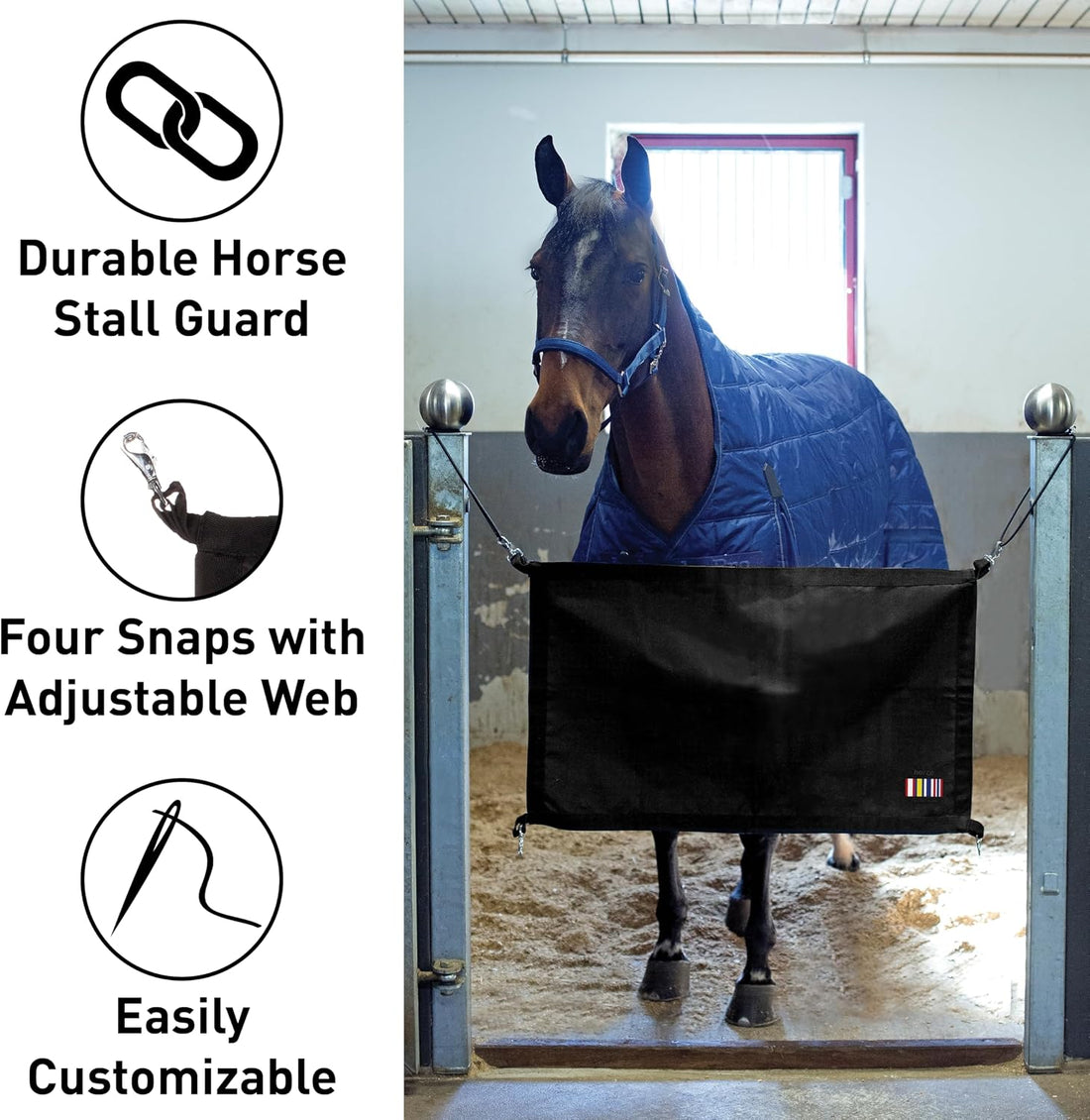 HORZE Durable Polyester Horse Stall Guard with Adjustable Straps