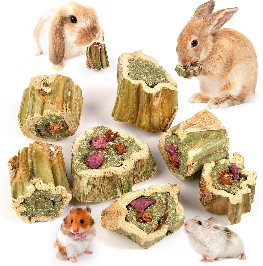 Abizoo Rabbit Chew Toys for Bunny Natural Papaya Wood Chew Treats