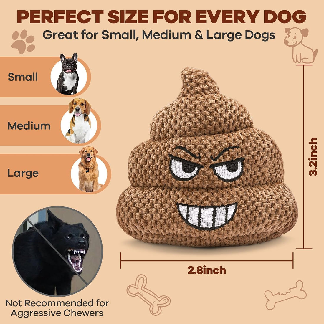 Farting Dog Toys, Funny Poop Plush Dog Toy with Motion-Activated Fart