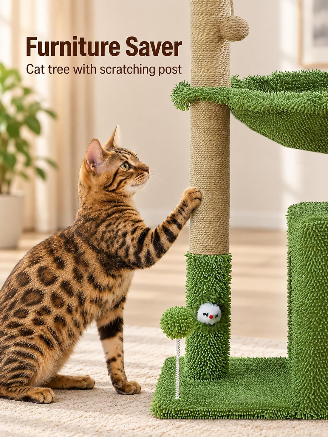 Woochpet 38'' Cat Tree Condo with Hammock Cat Tower with Scratching