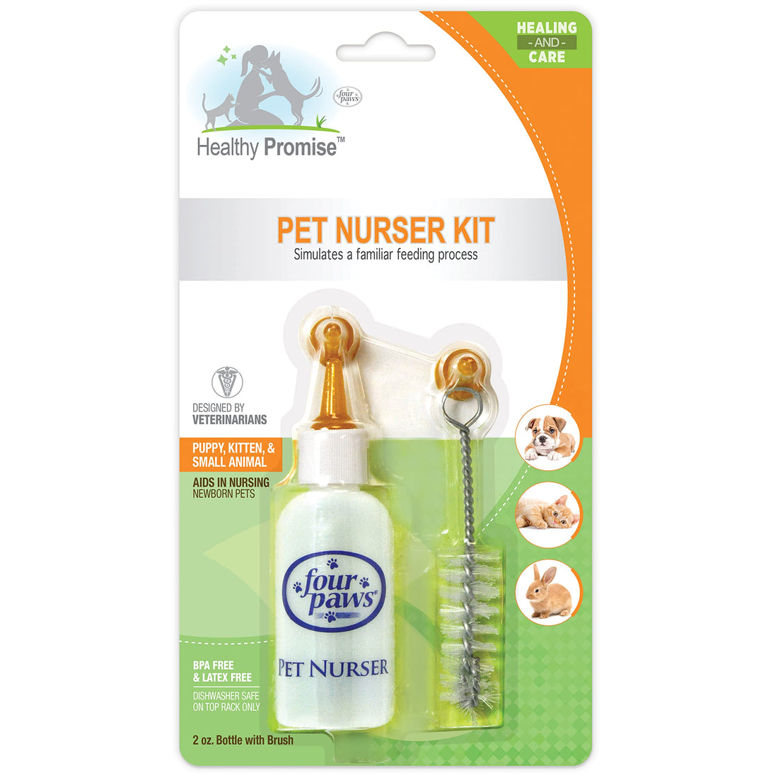 Four Paws Pet Nursing Kit, Feeding Bottle and Brush for Kittens